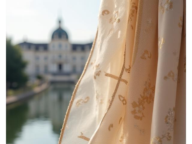 Elegantes Seidentuch mit AlpenVibe Muster, Wiener Schloss Schönbrunn im Hintergrund